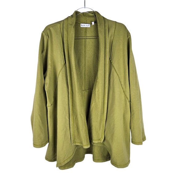 Habitat Cardigan Size Large Knit Moss Green Cotton Lagenlook - Picture 1 of 10